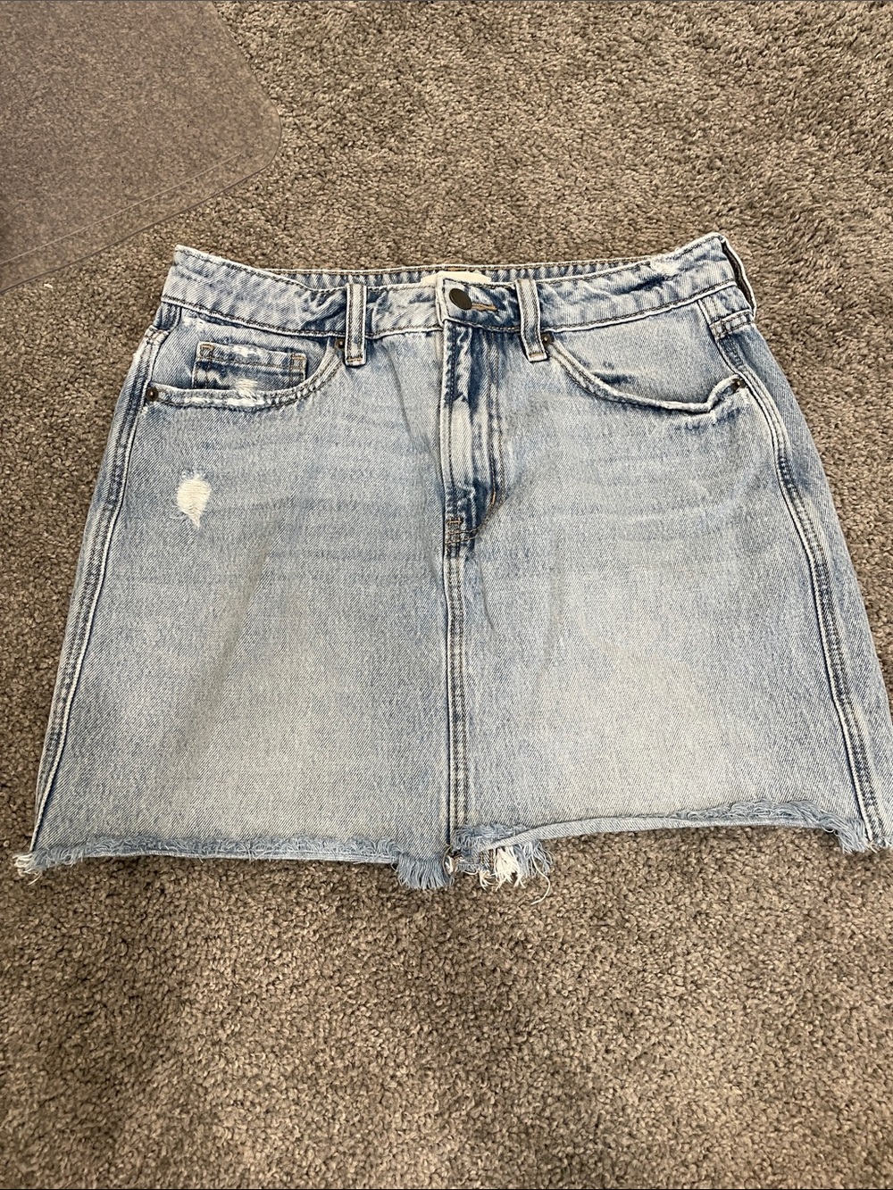 bohme Light Wash Denim Mini Skirt